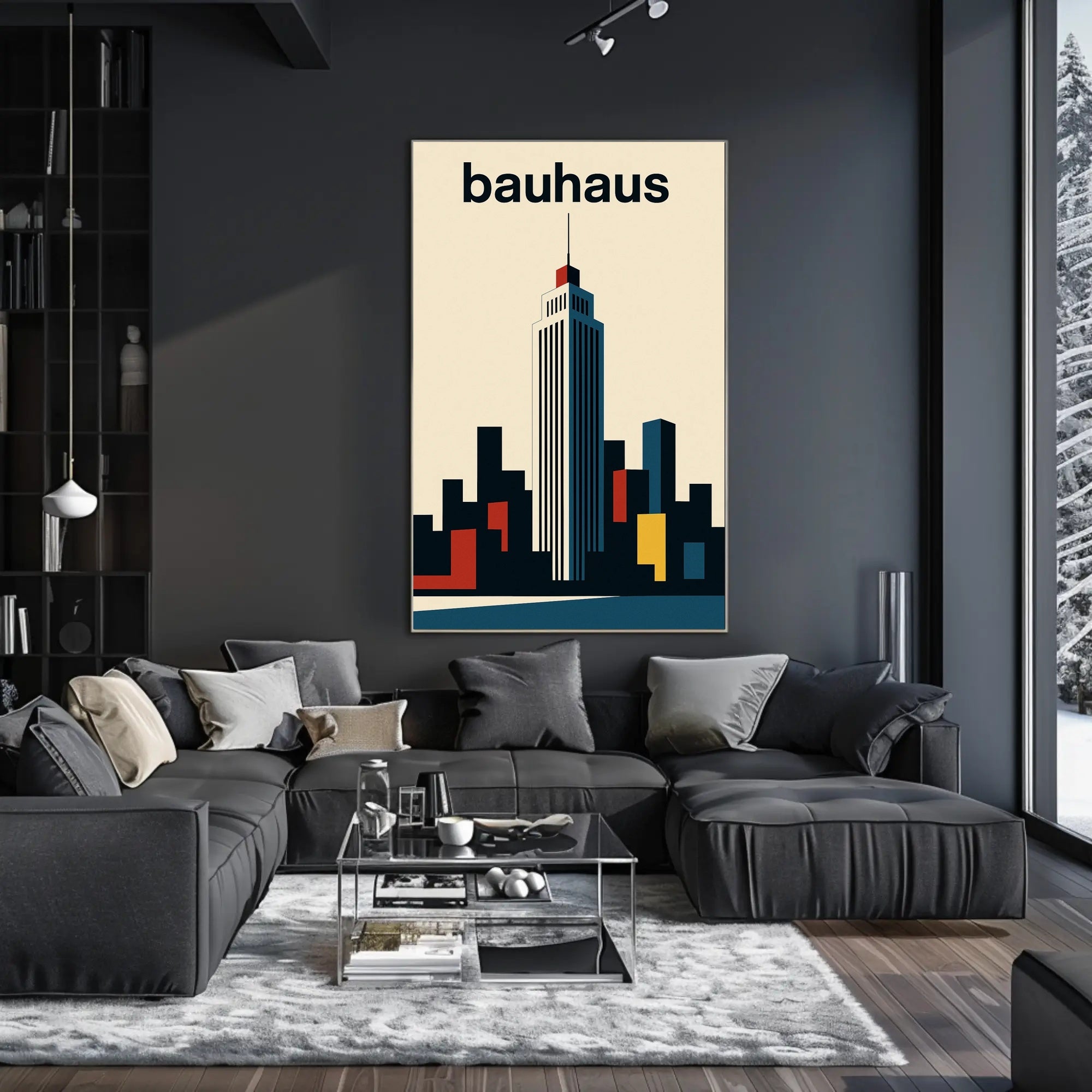 Modernist Skyline Geometric Design Poster - Abstract, Artistic, or Pop Culture Poster