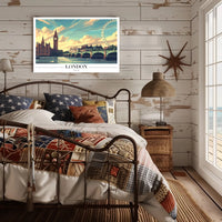 London's Iconic Landmarks Explored in Urban Cityscape Poster