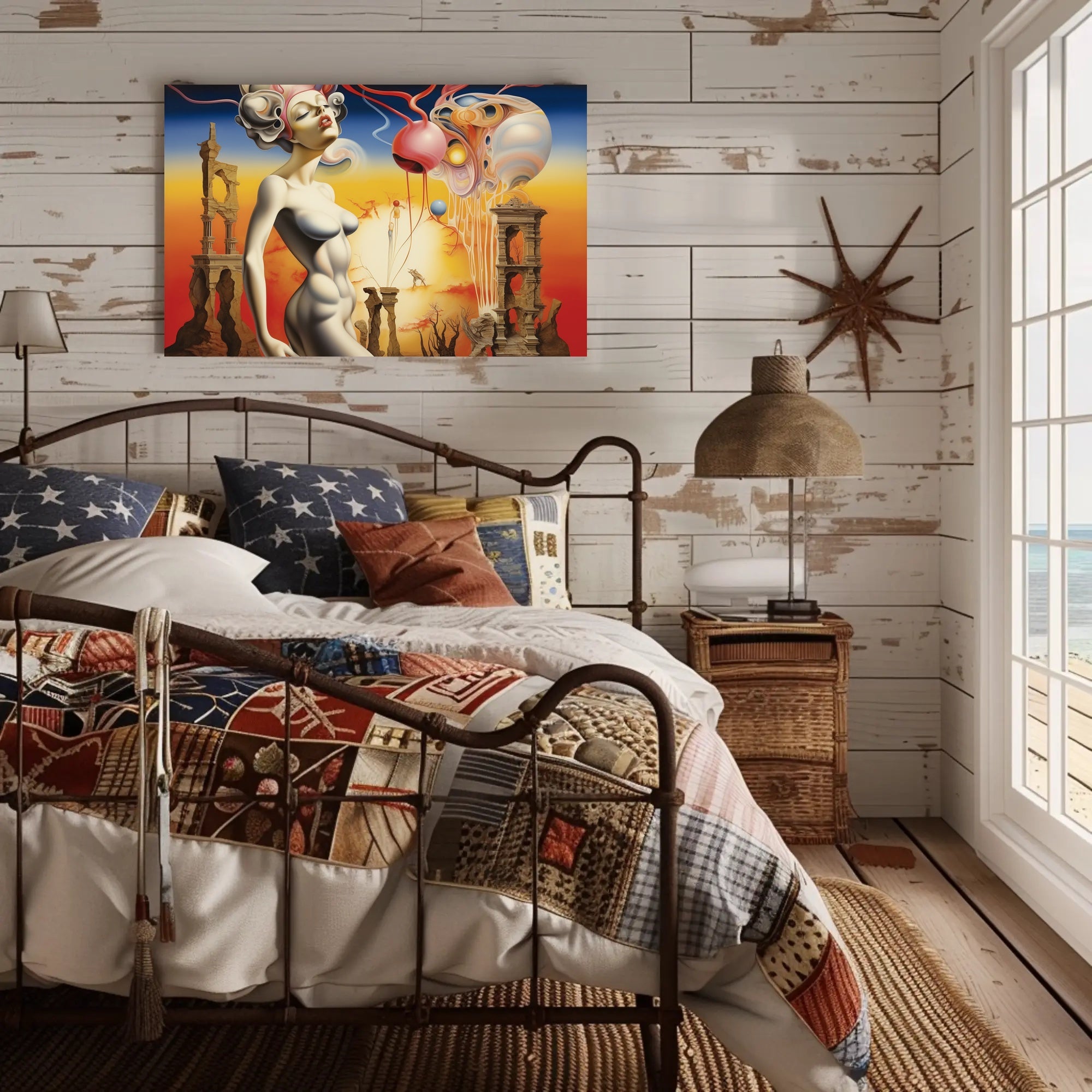 Surreal Dreamscape with Futuristic Figure - Abstract or Artistic Poster