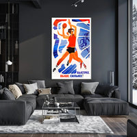 Dynamic Female Athlete Vintage Sports Propaganda Poster