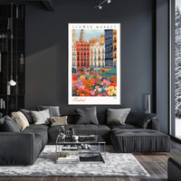 Vibrant Flower Market in Madrid Poster PosterGoat
