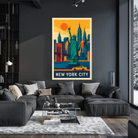 New York City Iconic Landmarks Poster Modern Wall Art