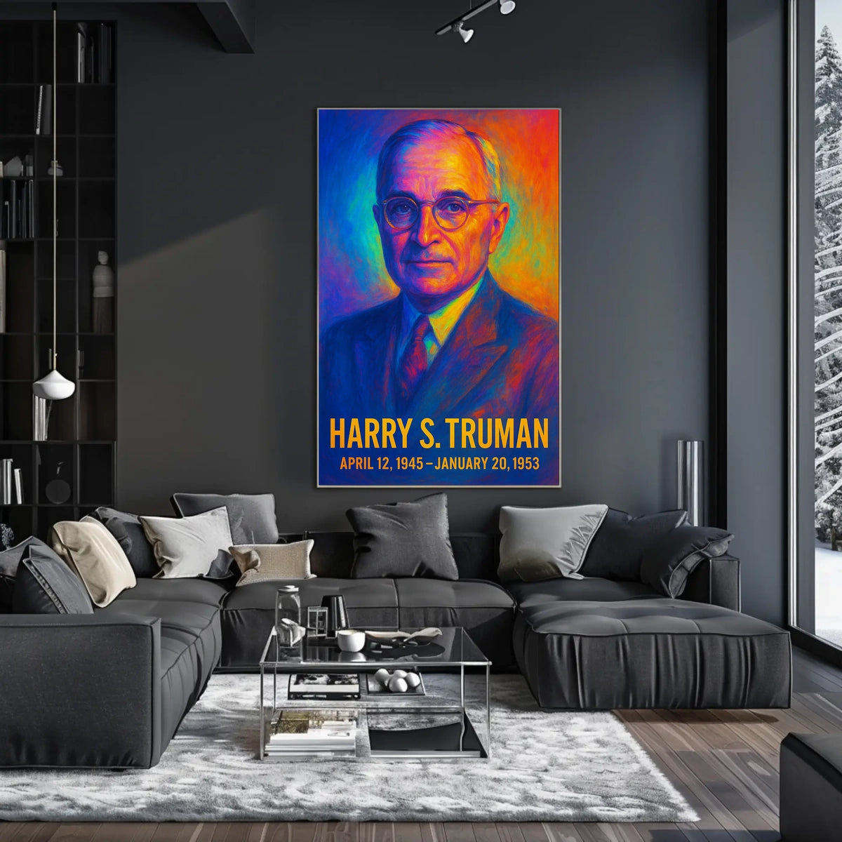 Harry S. Truman 33rd President of the United States Neon Gradient Overlay Poster
