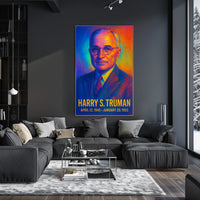 Harry S. Truman 33rd President of the United States Neon Gradient Overlay Poster