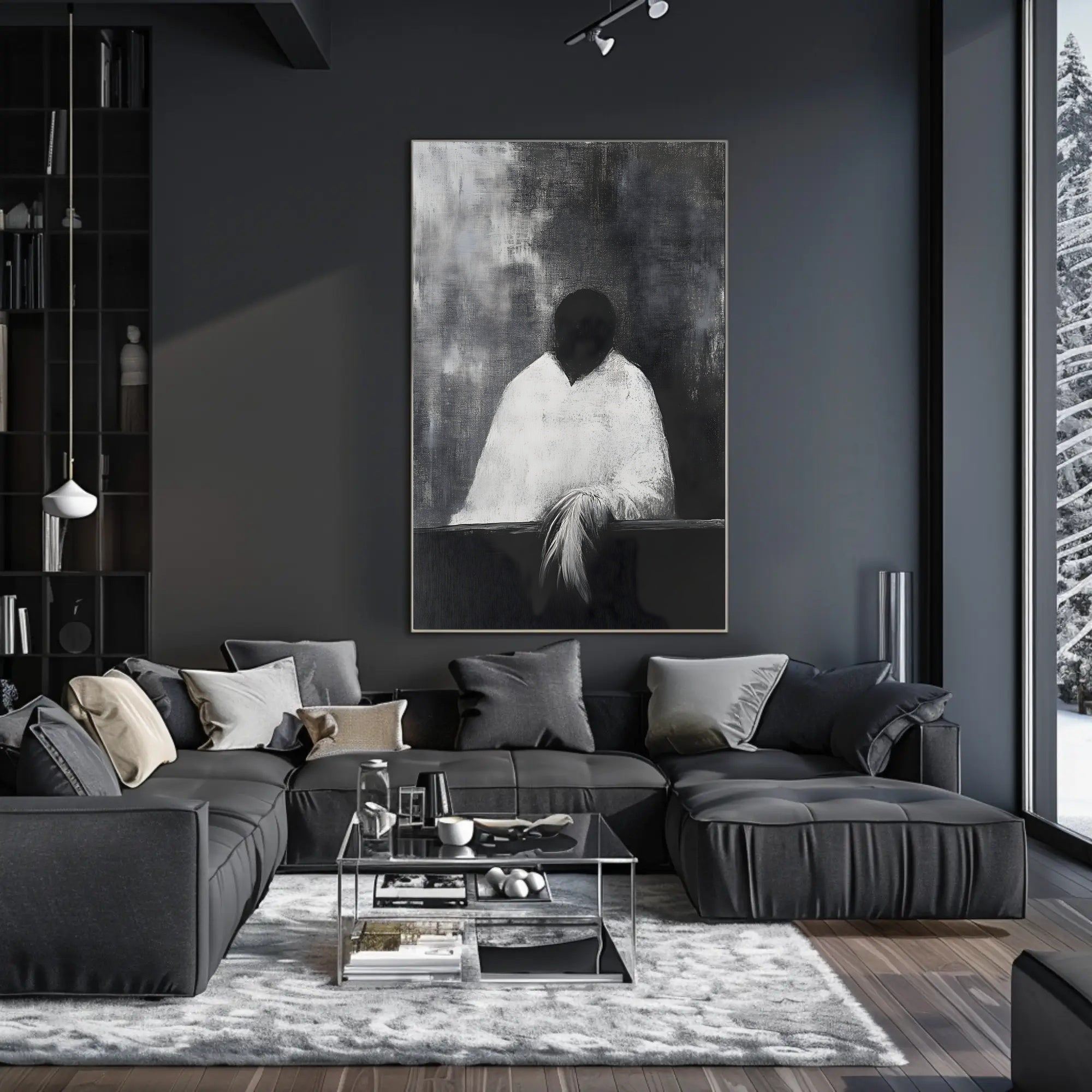 Haunting Faceless Figure in Surrealism Abstract Artistic Poster PosterGoat