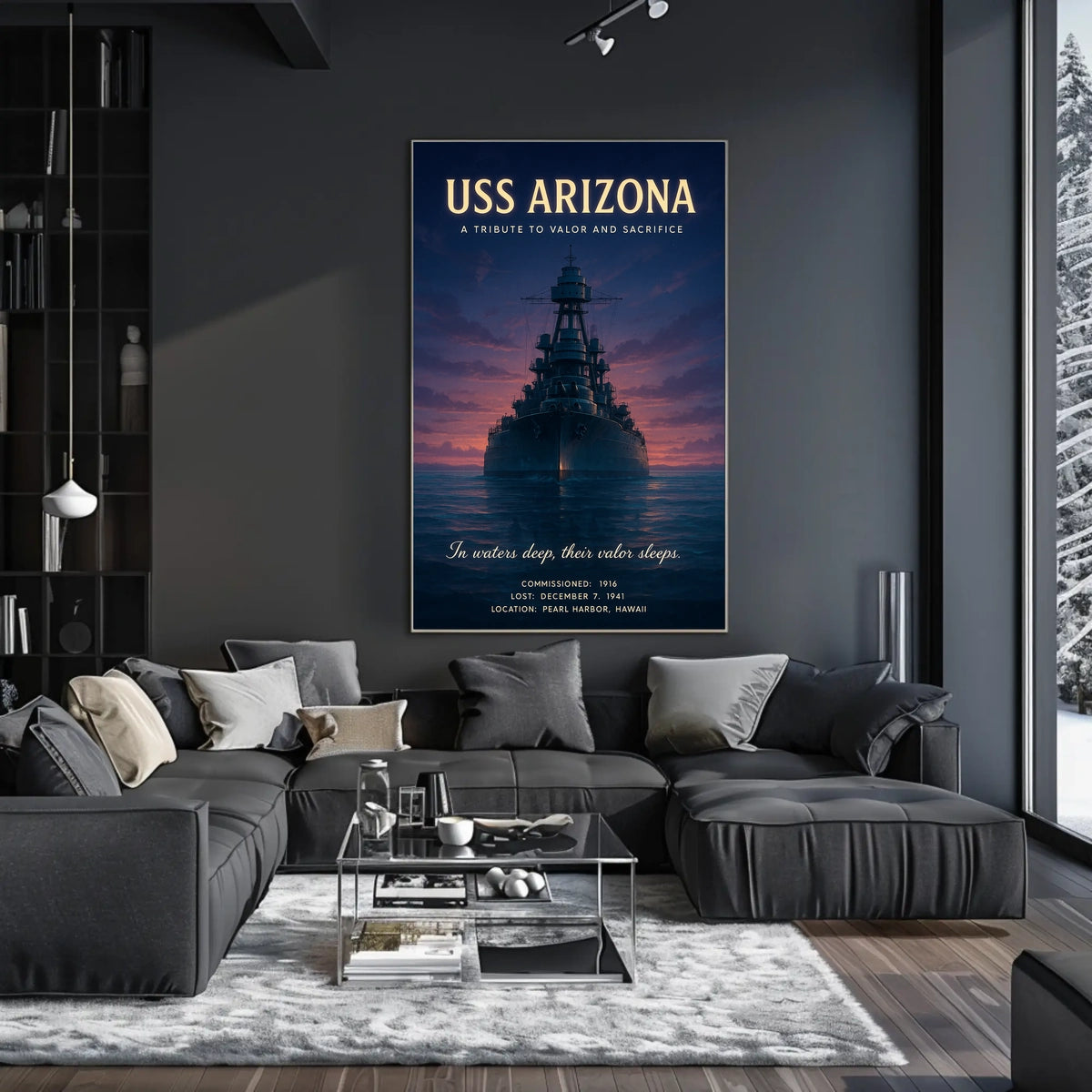 USS Arizona Poster Valor and Sacrifice for History Buffs