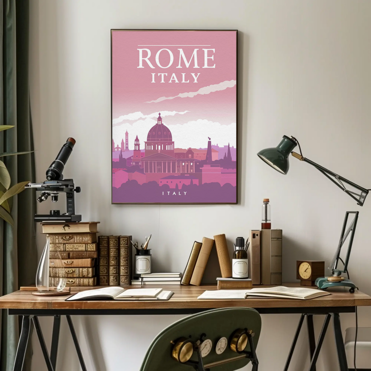 Rome Italy Vintage Domed Cathedrals Poster