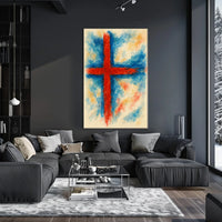 Abstract Cross Watercolor Art Decor Lovers Wanderlust Timeless Gallery Inspired Poster