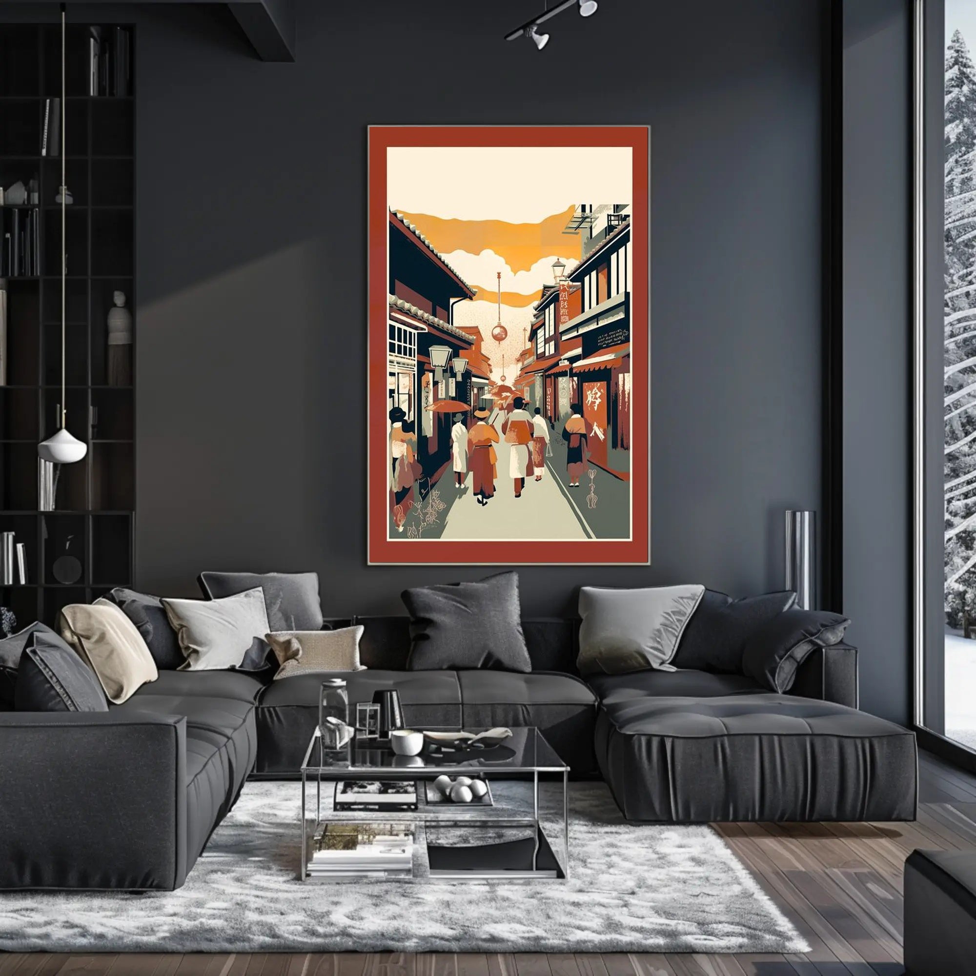 Strolling Through a Traditional Street Scene Poster