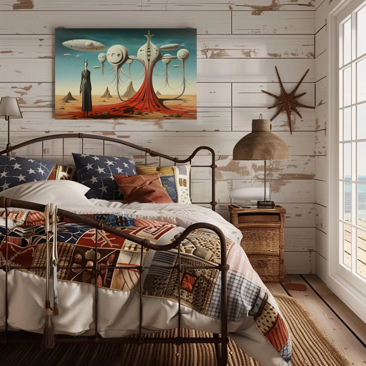 Mysterious Alien Desert Scene Futuristic Sci-Fi Poster