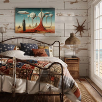 Mysterious Alien Desert Scene Futuristic Sci-Fi Poster