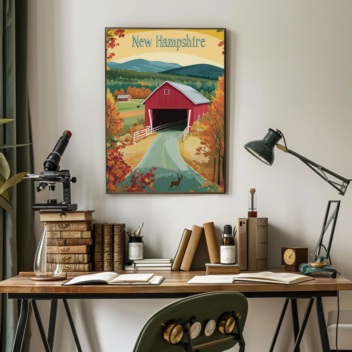New Hampshire Vintage Poster Covered Bridge
