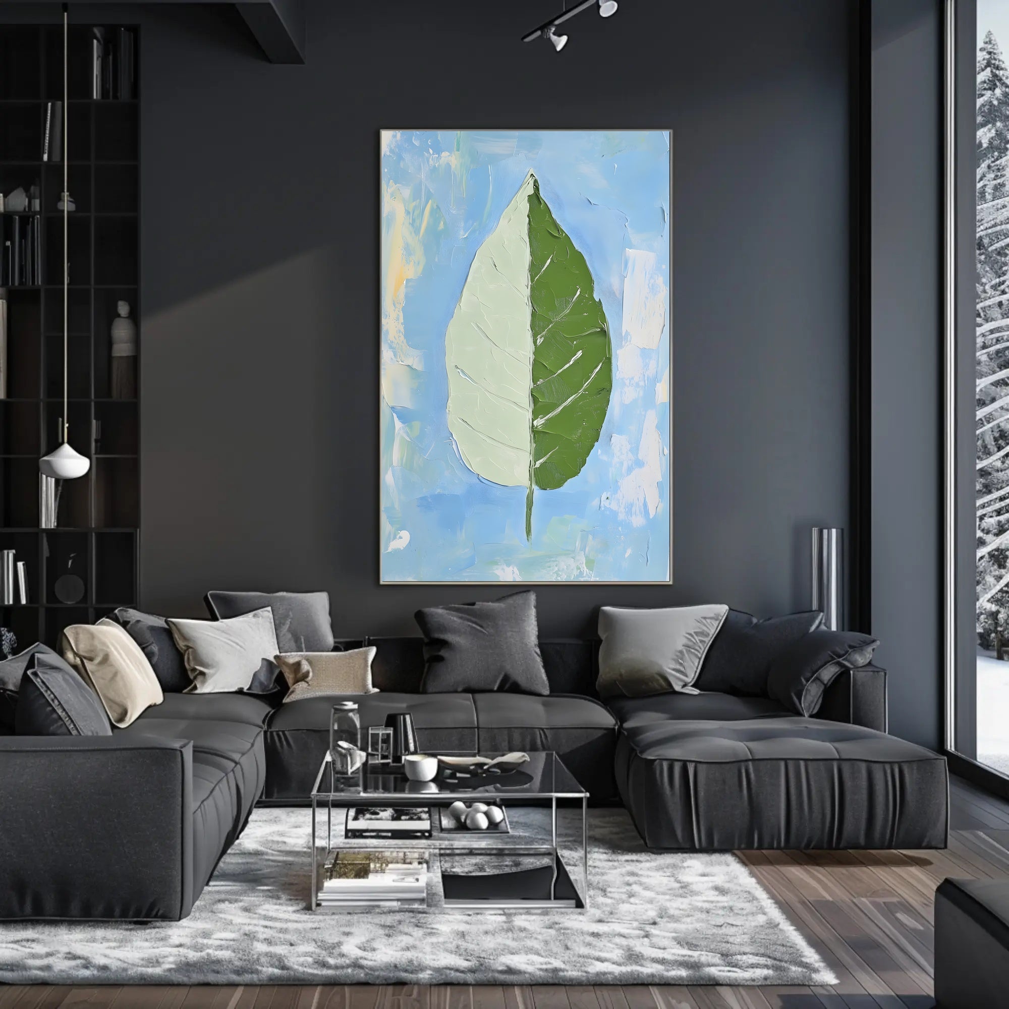 Dual Nature Leaf Modern Abstract Poster Print