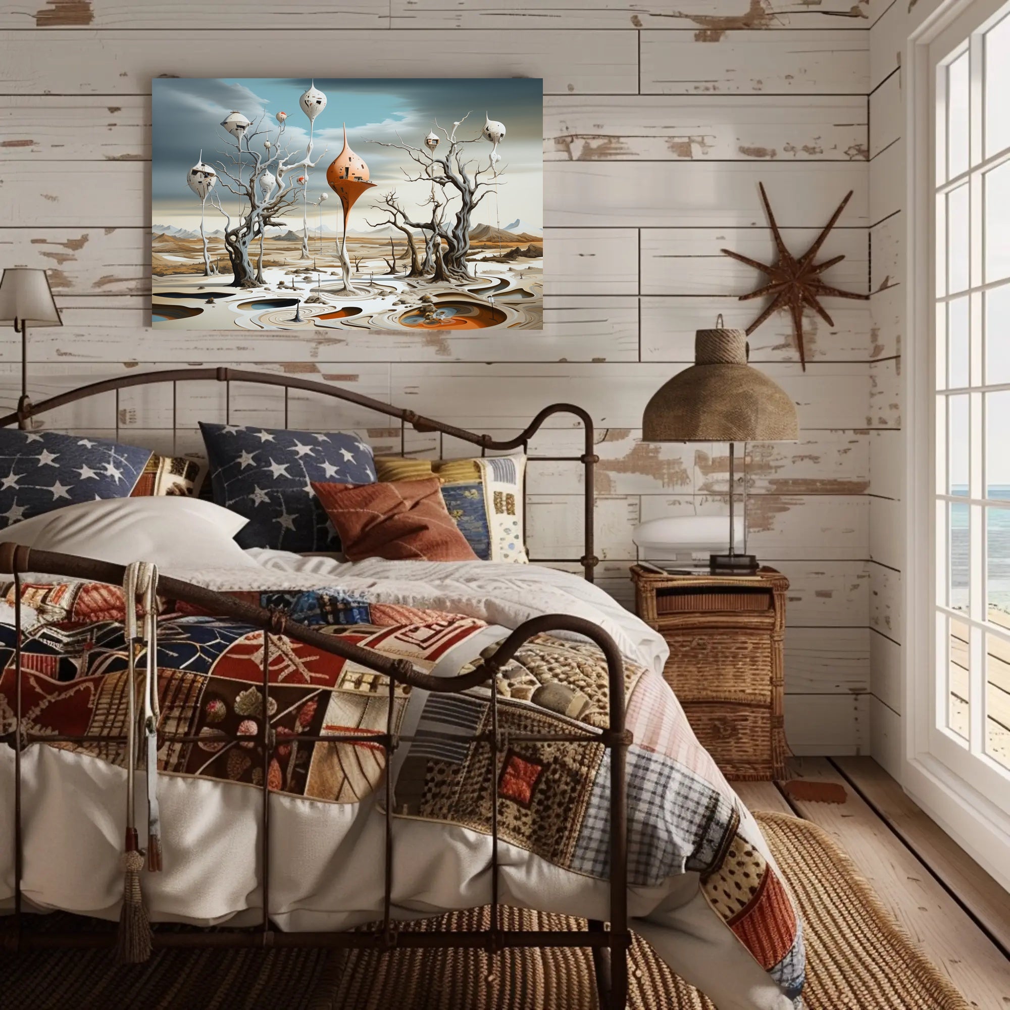 Surreal Landscape with Futuristic Tree-Pods: Sci-Fi Poster