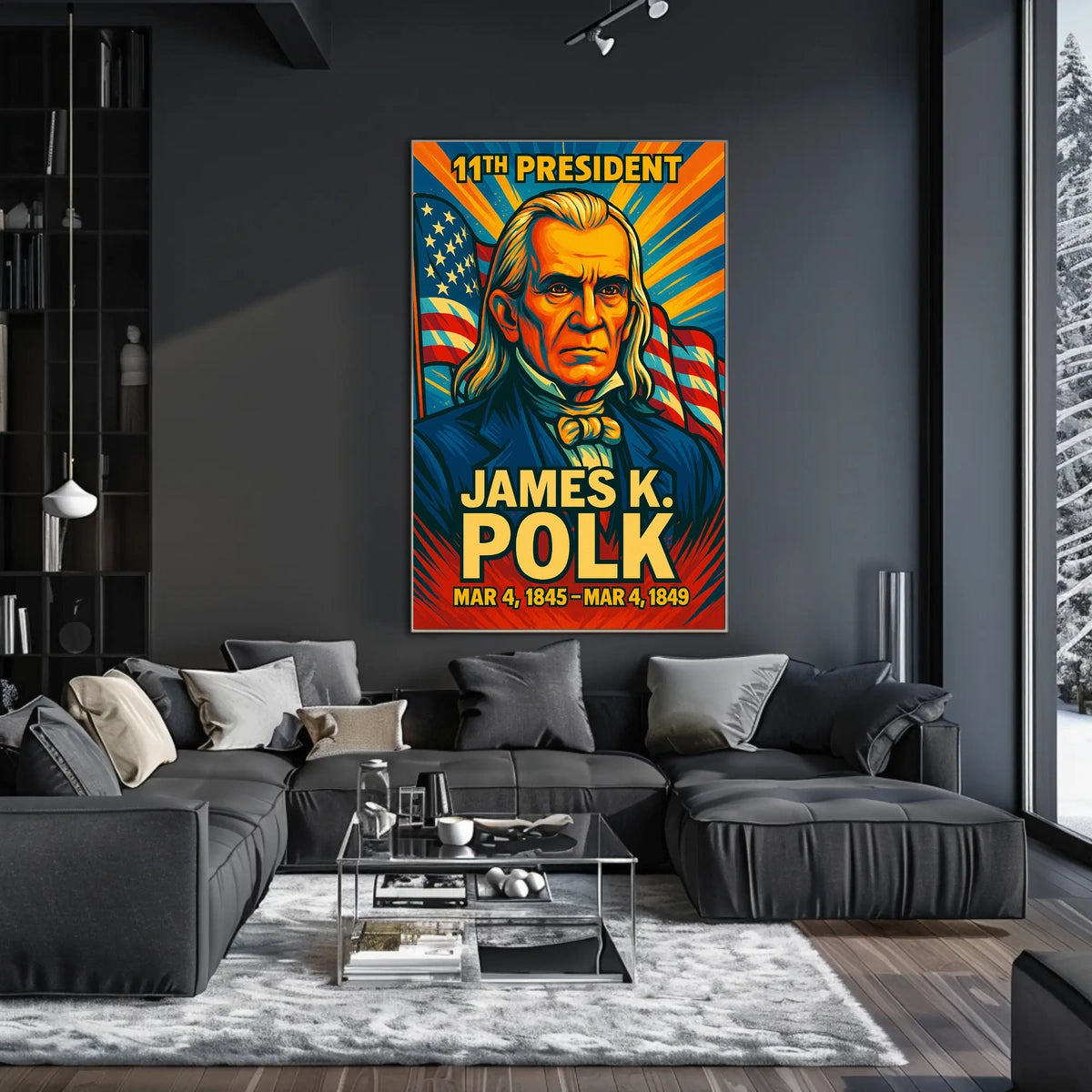James K. Polk 11th President of the United States Colorful Comic Book Style Poster