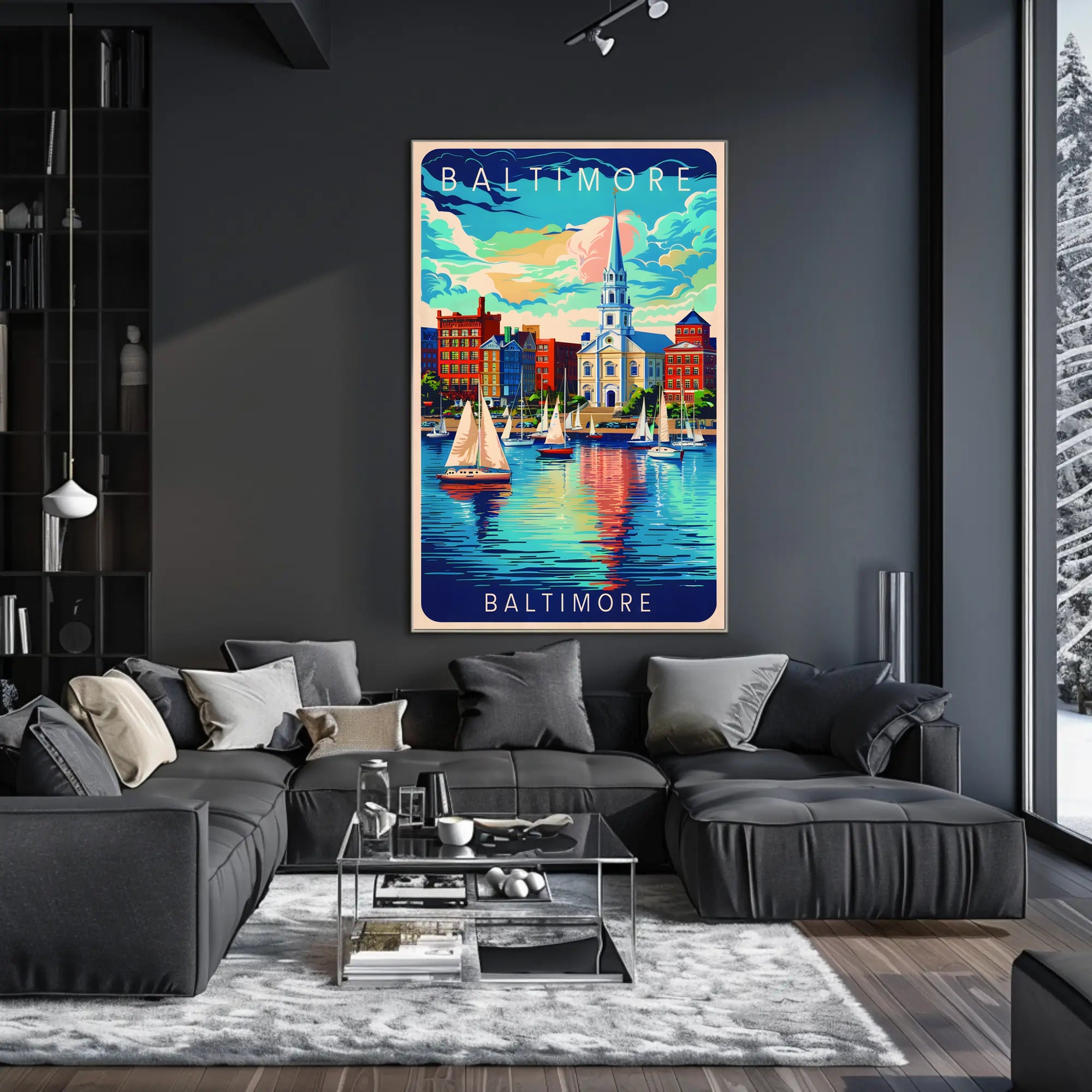 Baltimore Harbor Illustration Poster