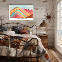 Vibrant Rainbow Mountains Abstract Artistic Poster