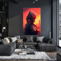 Cybernetic Sentinel At Sunset Poster PosterGoat