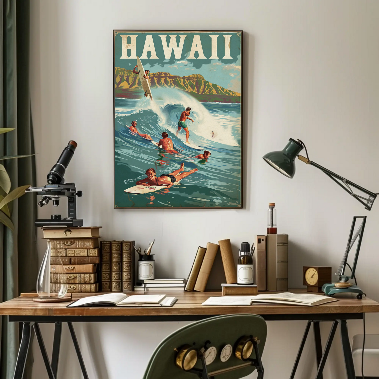 Vintage Poster Hawaii Surfing