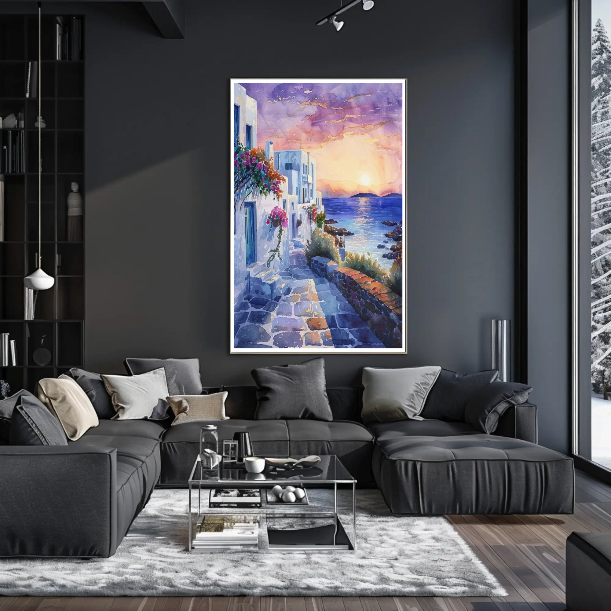 Sunset in a Coastal Village Poster PosterGoat