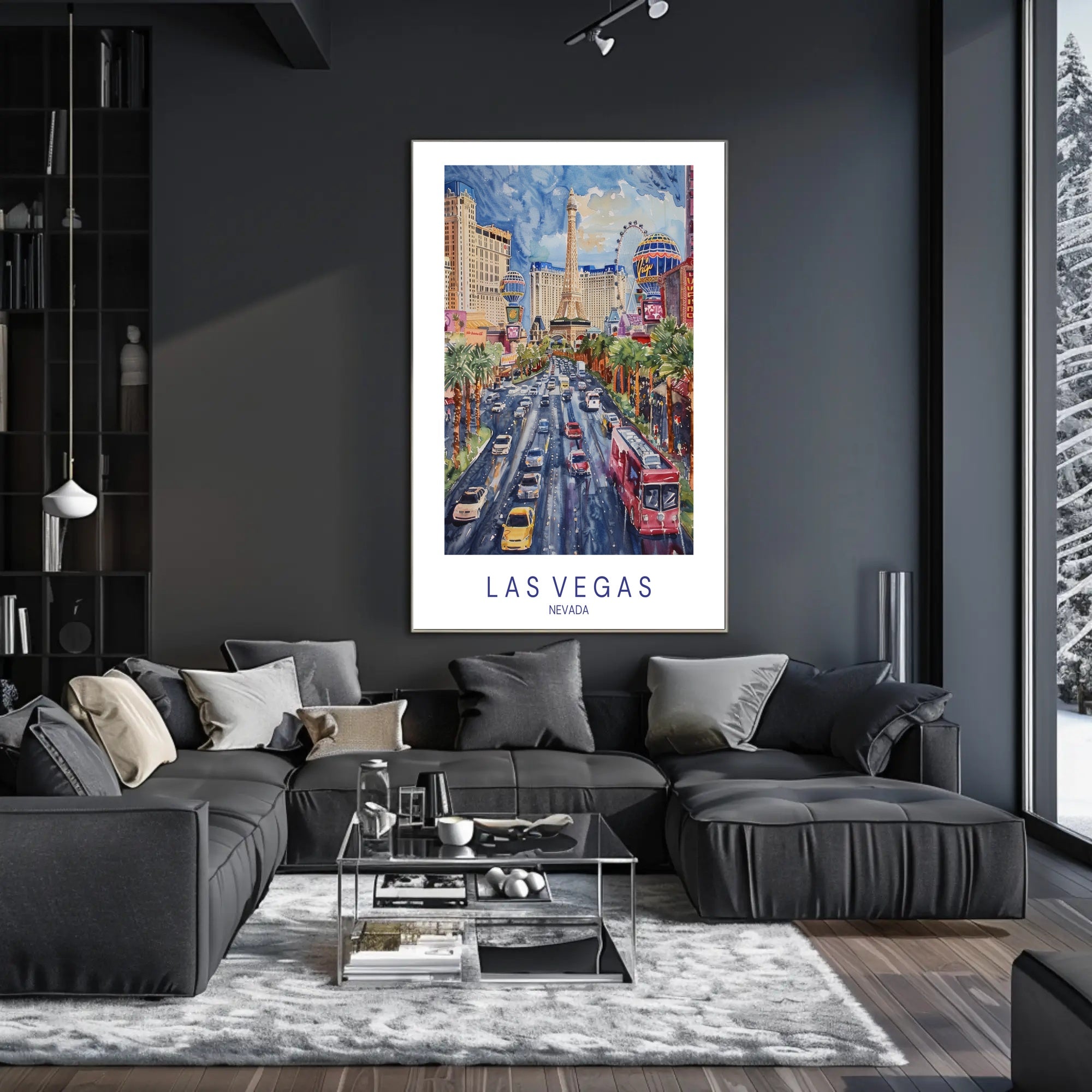 Las Vegas Cityscape Vibrant Watercolor Travel Poster PosterGoat