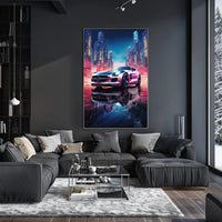 Futuristic Sports Car in Neon City Futuristic Sci-Fi Poster