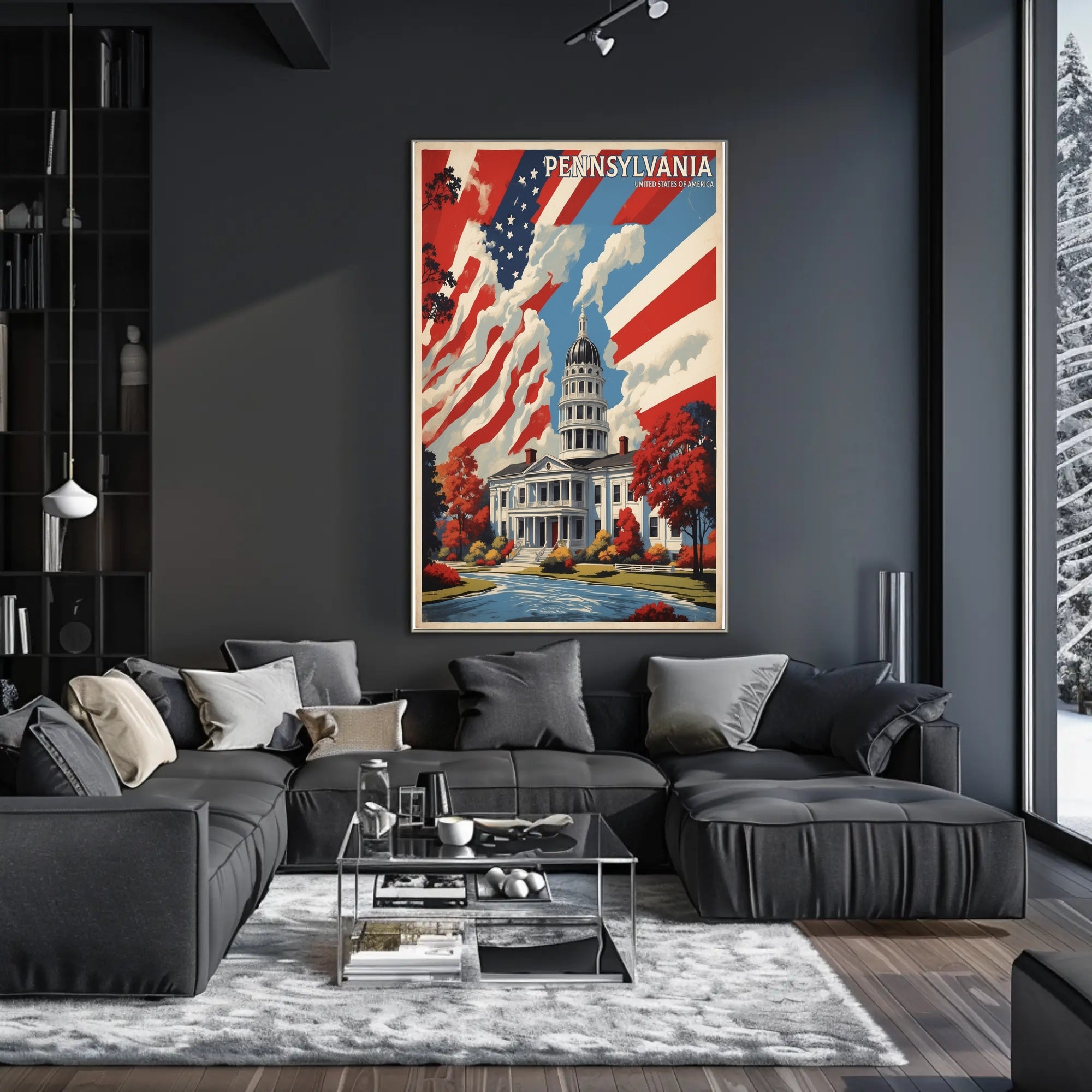 Vintage Pennsylvania State Capitol Travel Poster