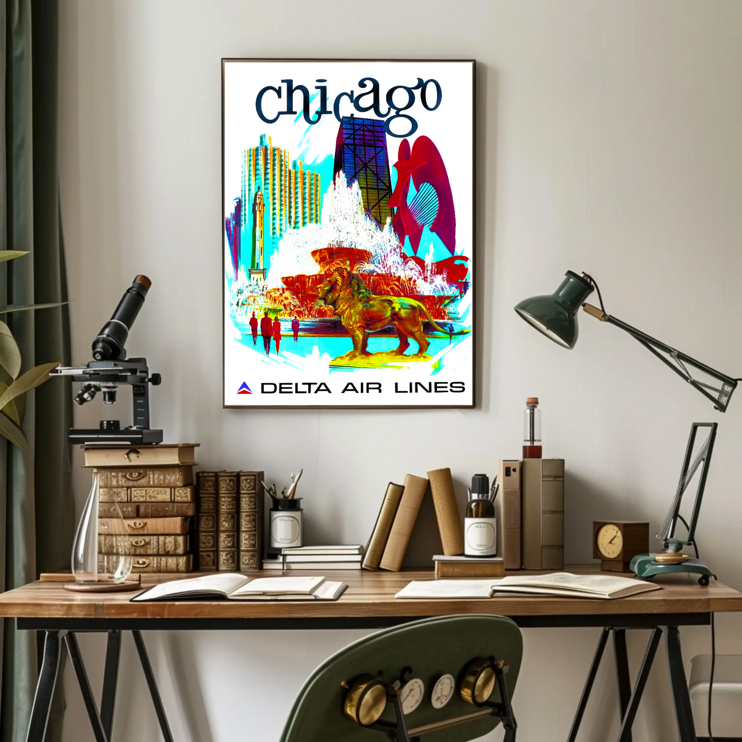 Chicago Vintage Travel Air Lines Poster