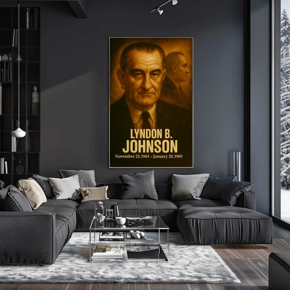 Lyndon B Johnson Presidential Poster Vintage Analog Film Aesthetic Portrait Wall Art Historical Print