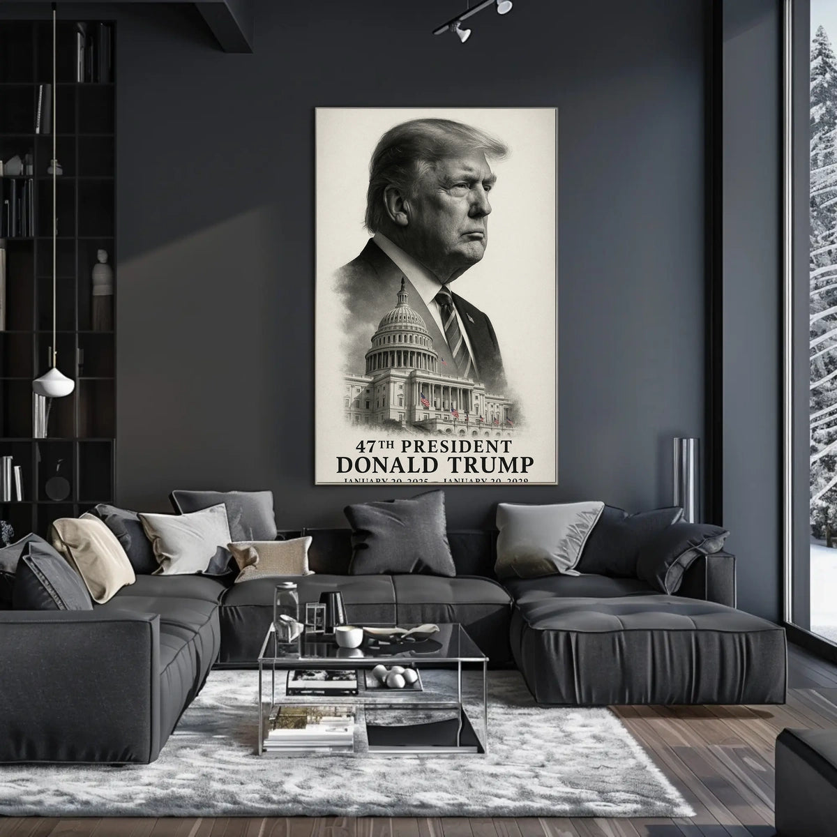 Donald Trump Resolute Visionary Above the Capitol Poster