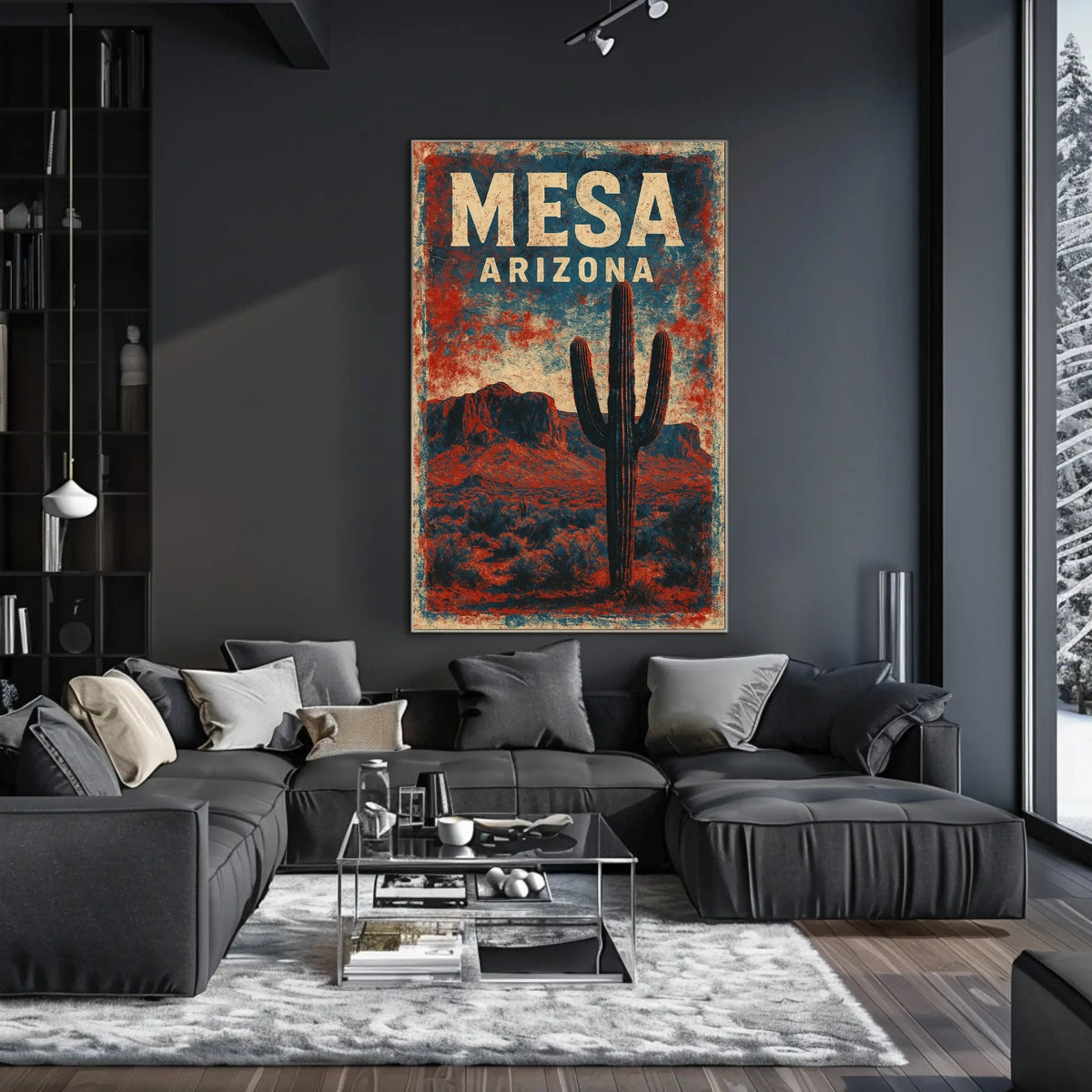 Mesa Desert Adventure Art Deco Explorer Poster