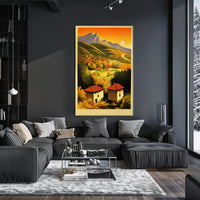 Serene Mountain Landscape at Sunset Poster