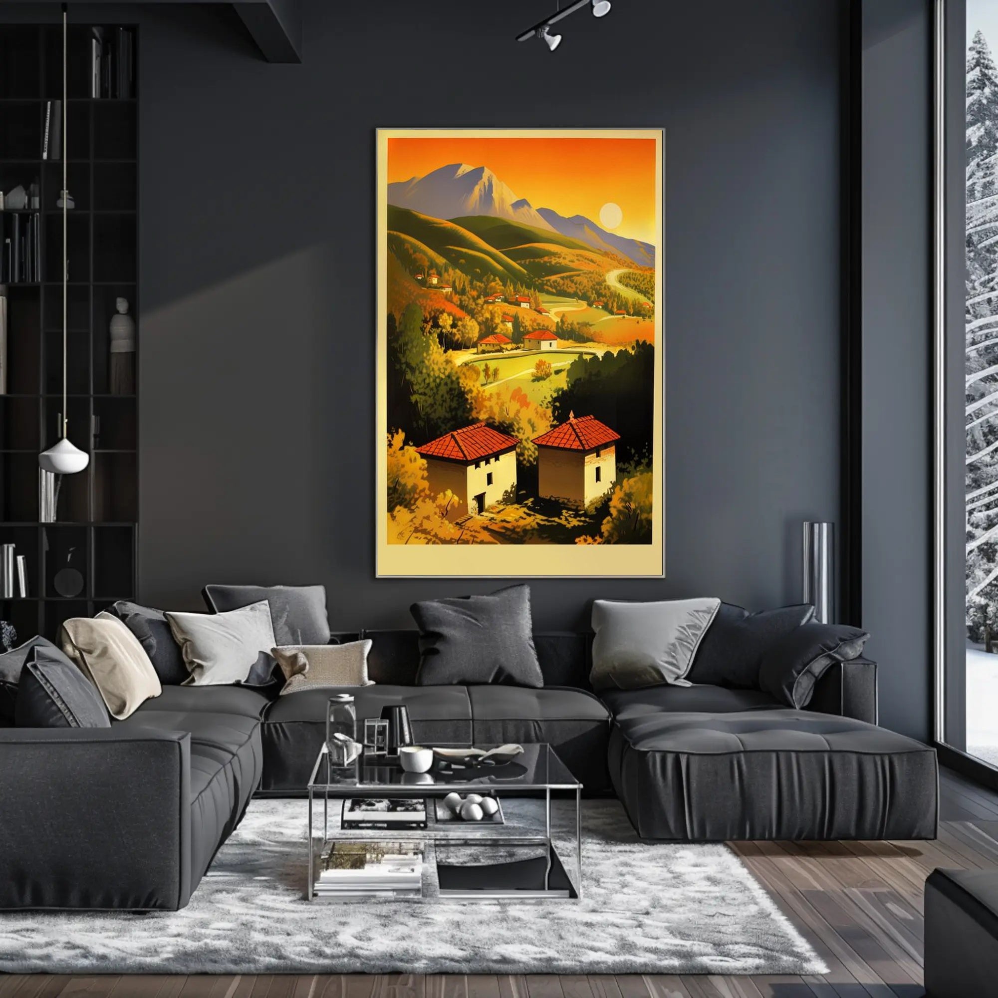 Serene Mountain Landscape at Sunset Poster