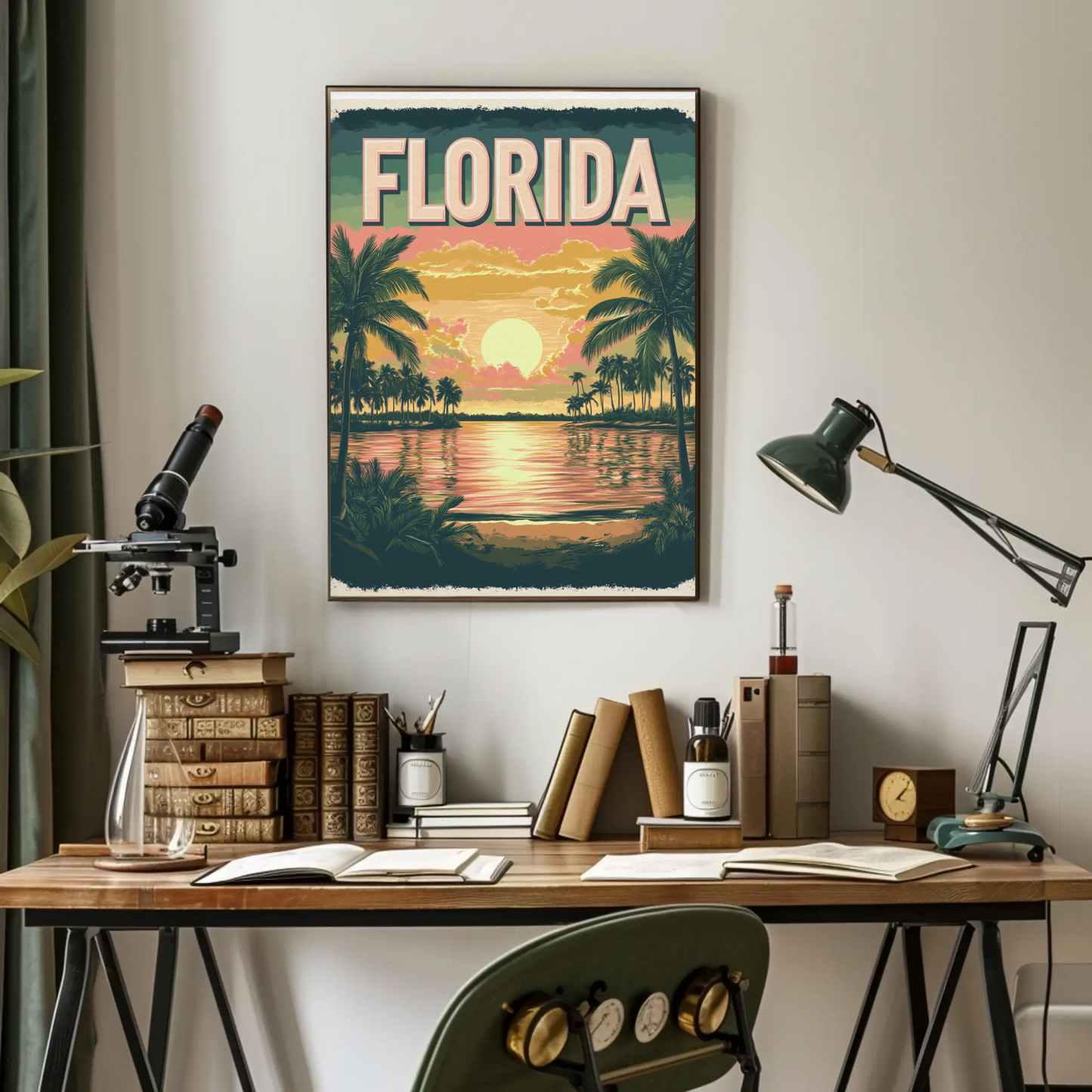 Florida Vintage Poster - Tropical Sunset