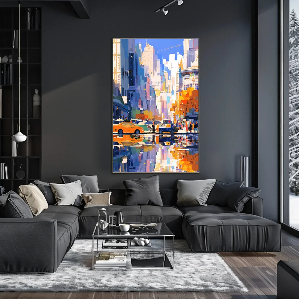 Vibrant Urban Cityscape Poster: Modern Artistic Style