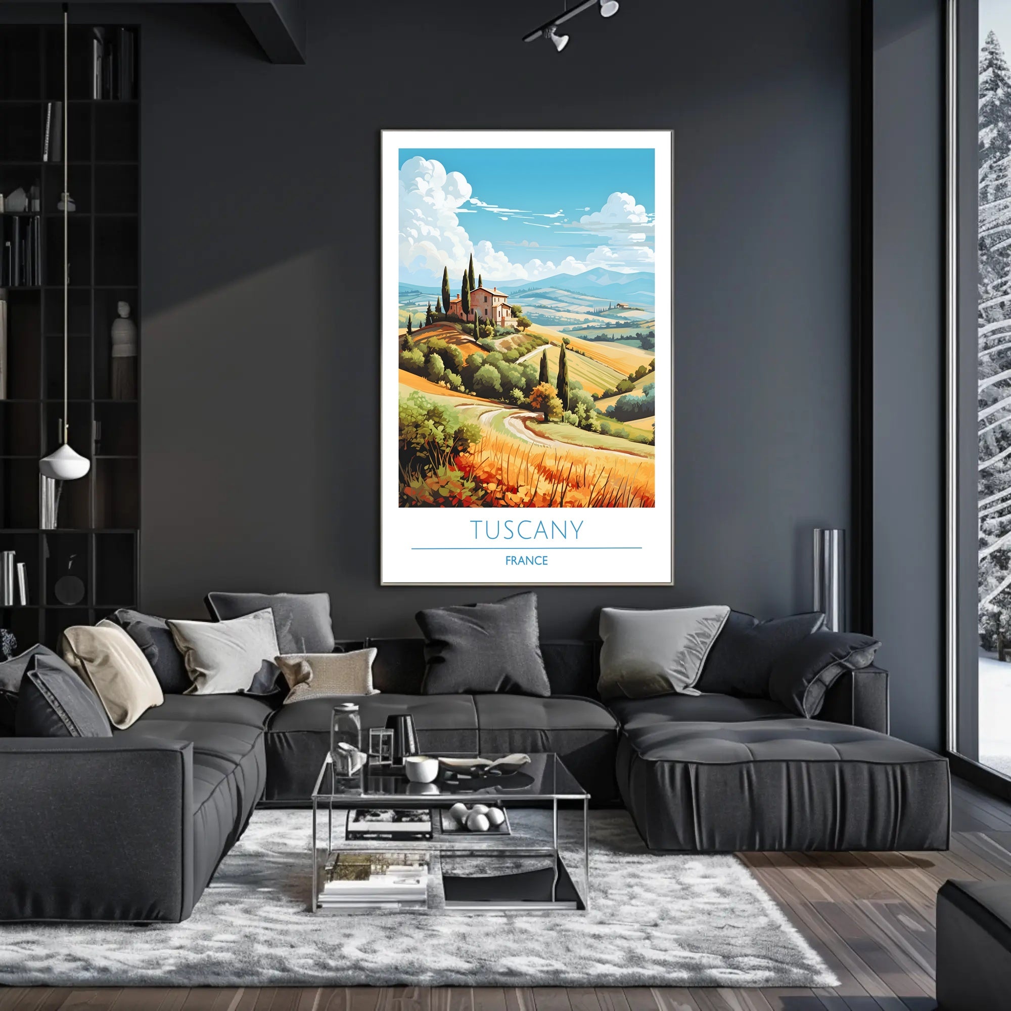 Tuscany Countryside Vintage Travel Poster: Serene Italian Landscape