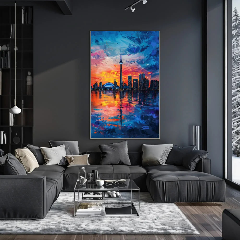 Toronto Skyline Sunset: Impressionistic Urban Art Poster