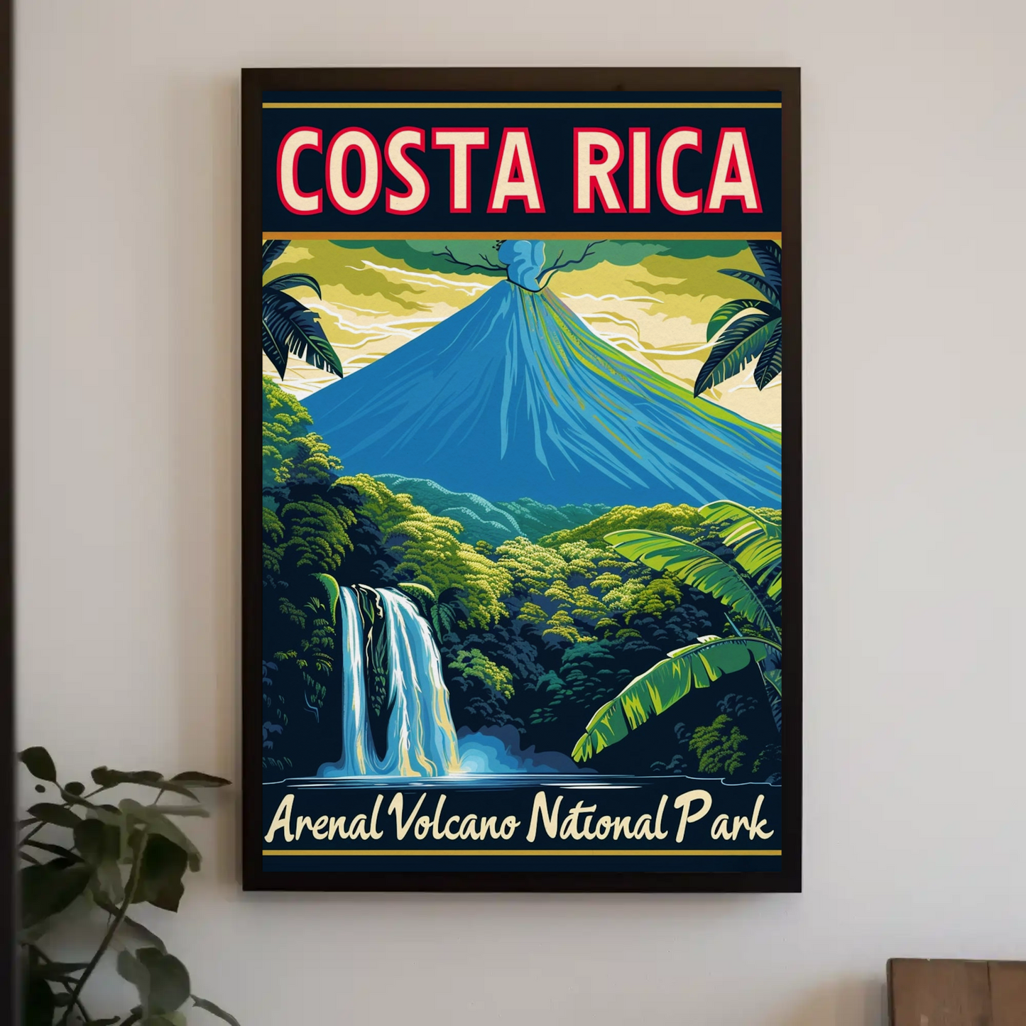 Costa Rica Arenal Volcano National Park Vintage Style Poster