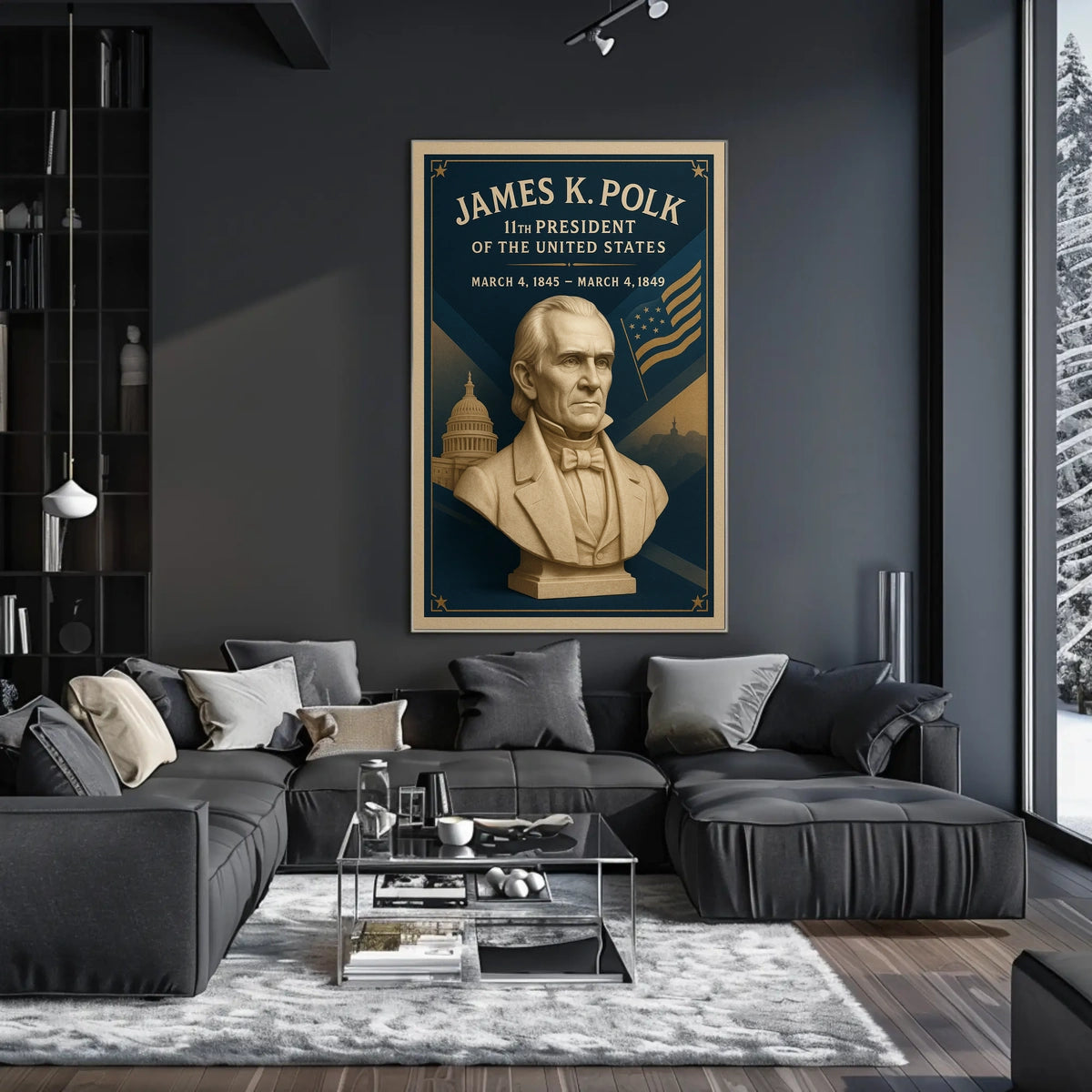 James K. Polk Bust Presidential History Poster