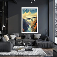 New River Gorge Poster Vintage Travel Wall Art