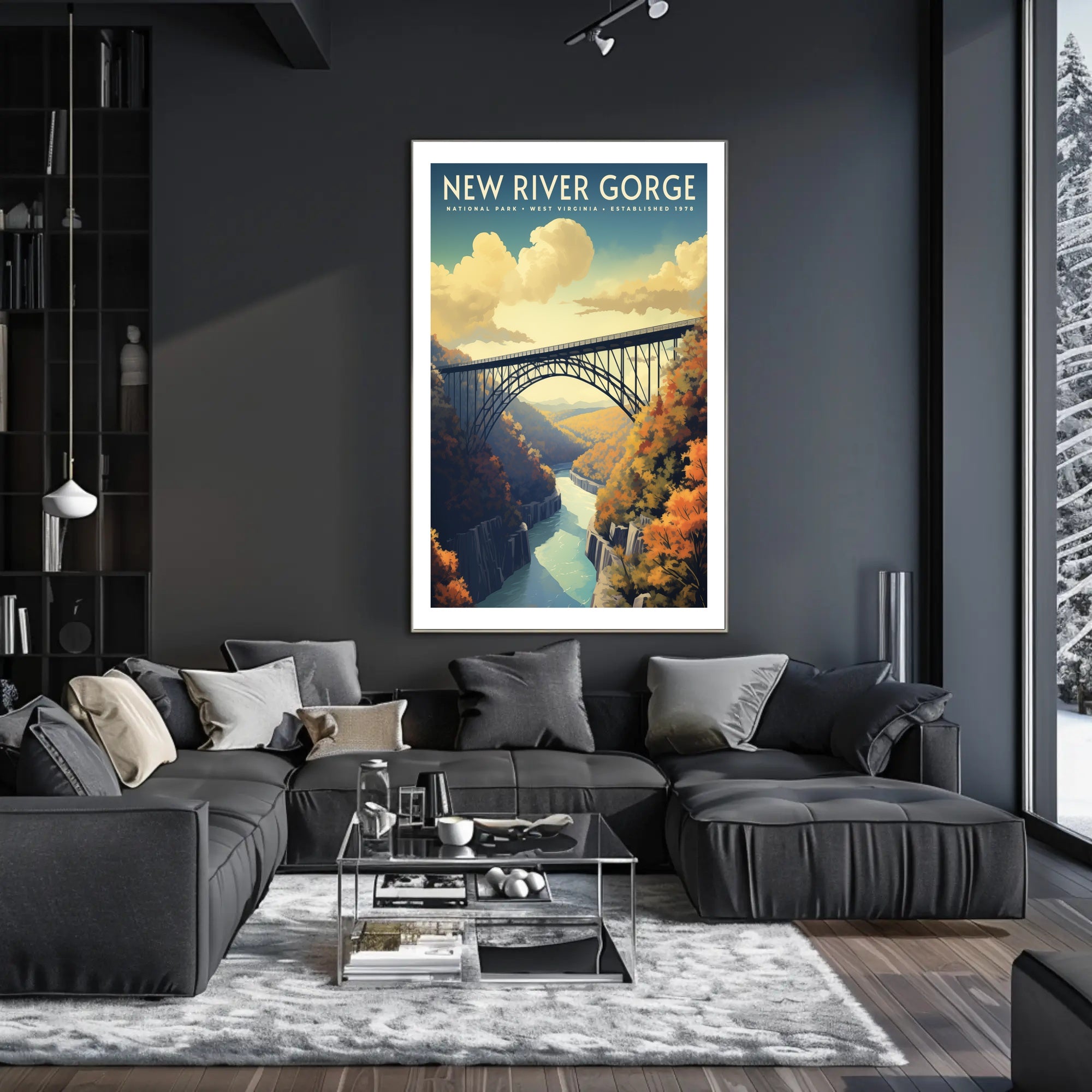 New River Gorge Poster Vintage Travel Wall Art