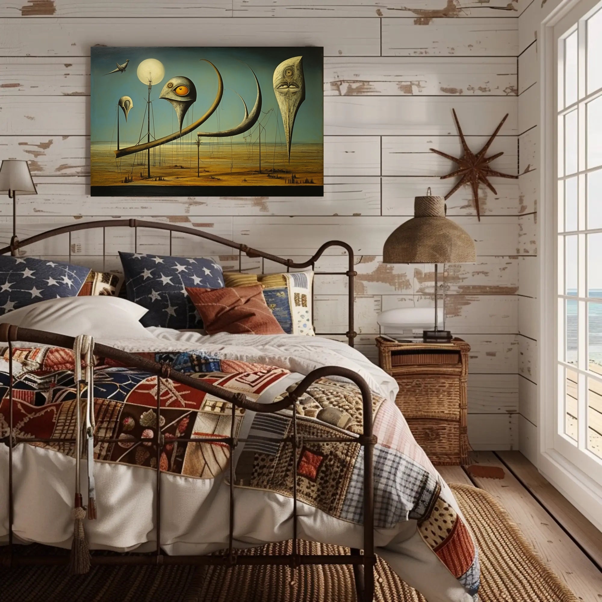 Surreal Birdscape in Otherworldly Realm: Abstract or Artistic Poster