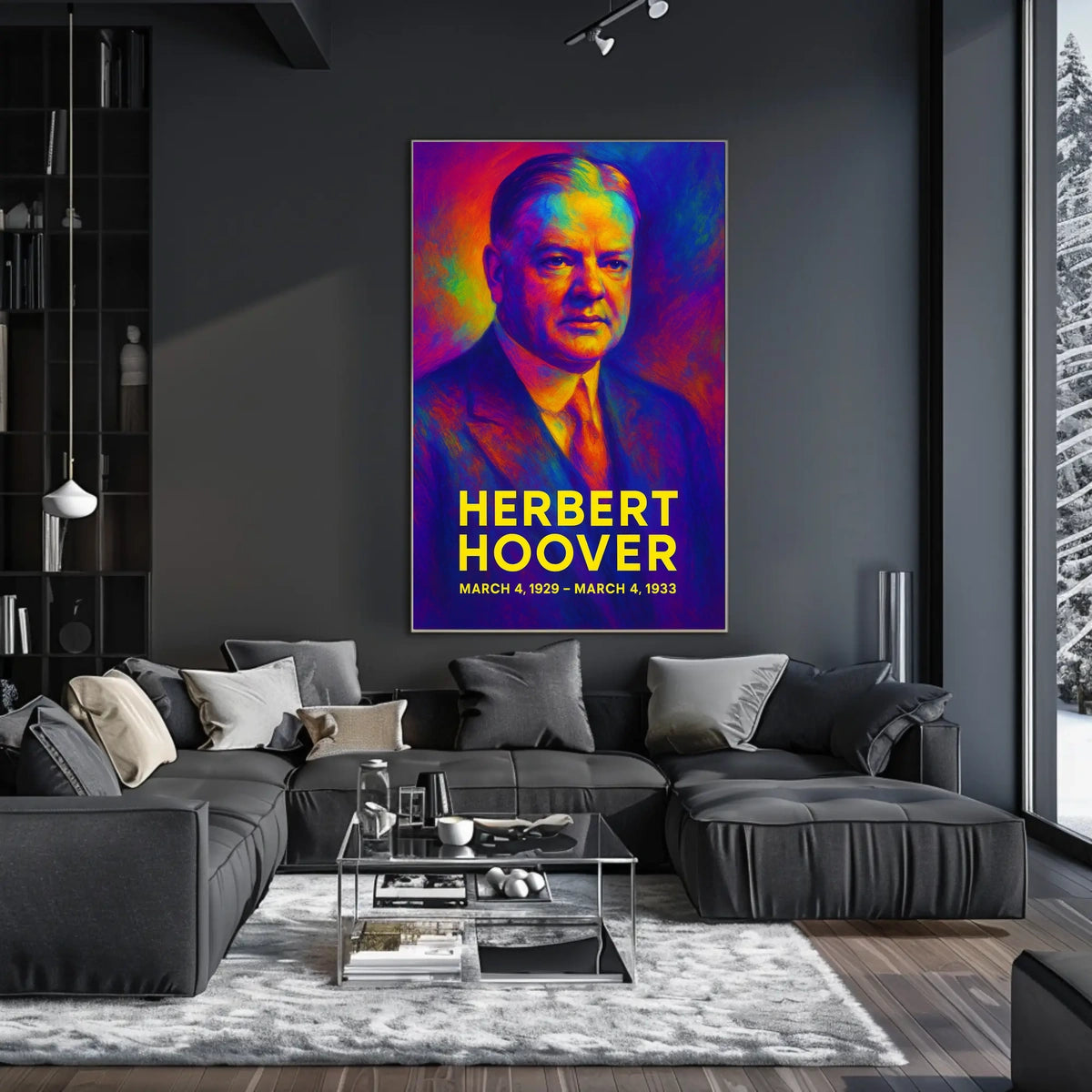 Herbert Hoover 31st President of the United States Neon Gradient Overlay Poster