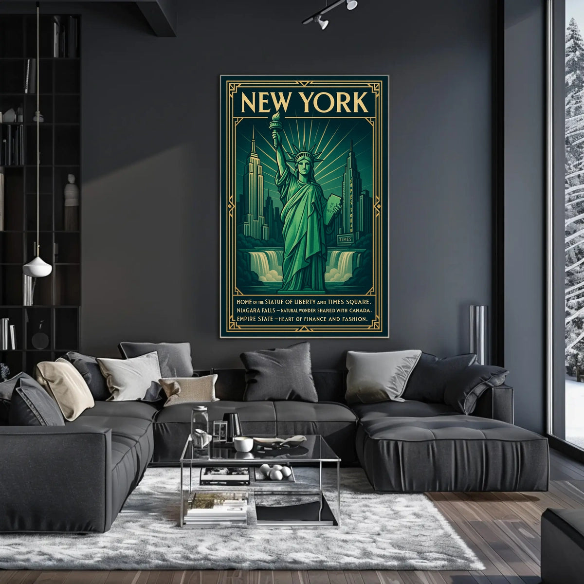 New York City Poster Vintage Travel Landmark Wall Art