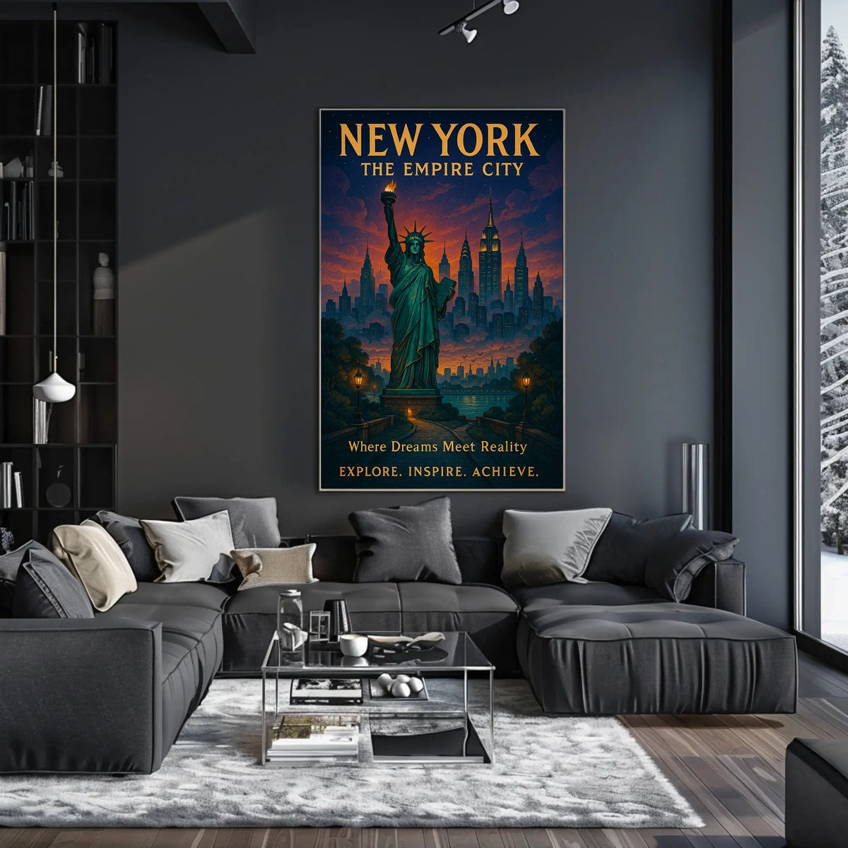 Empire City Dreams New York City Poster Retro Wall Art