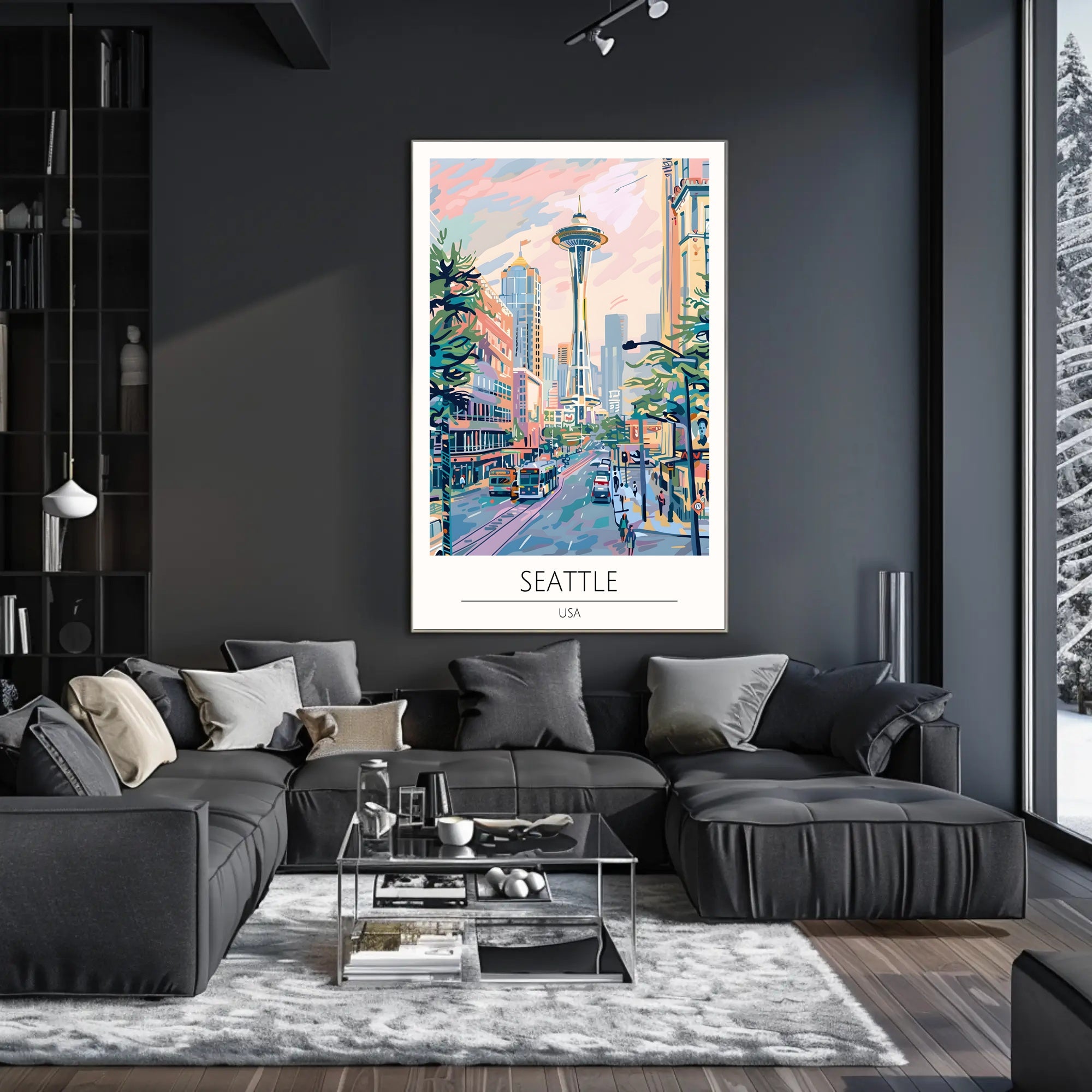 Seattle Cityscape Poster PosterGoat