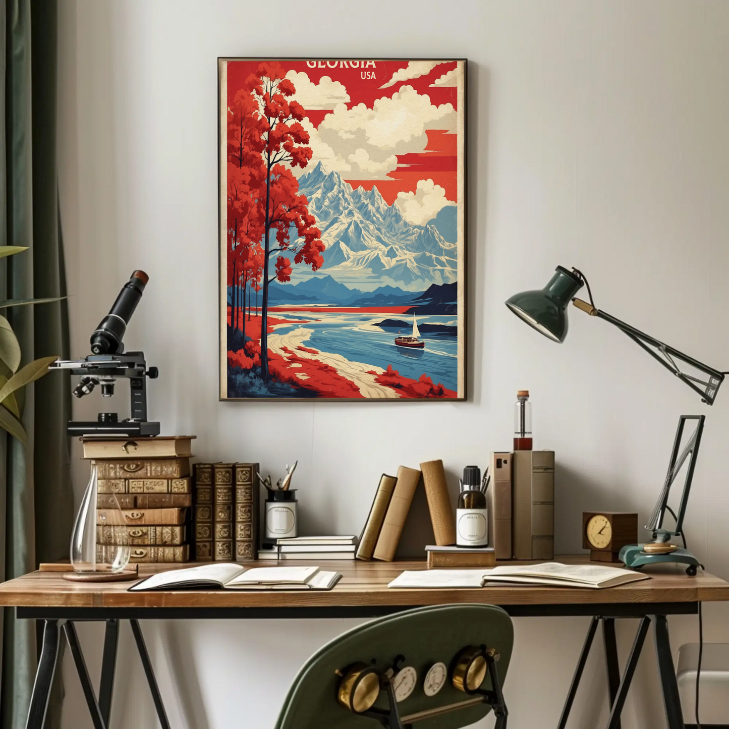 Georgia Scenic River Mountains Vintage Travel Poster
