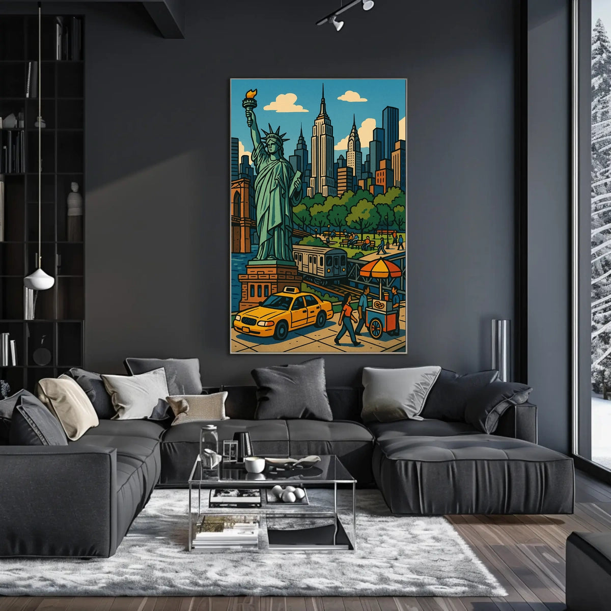 New York City Skyline Poster Vintage Travel Wall Art