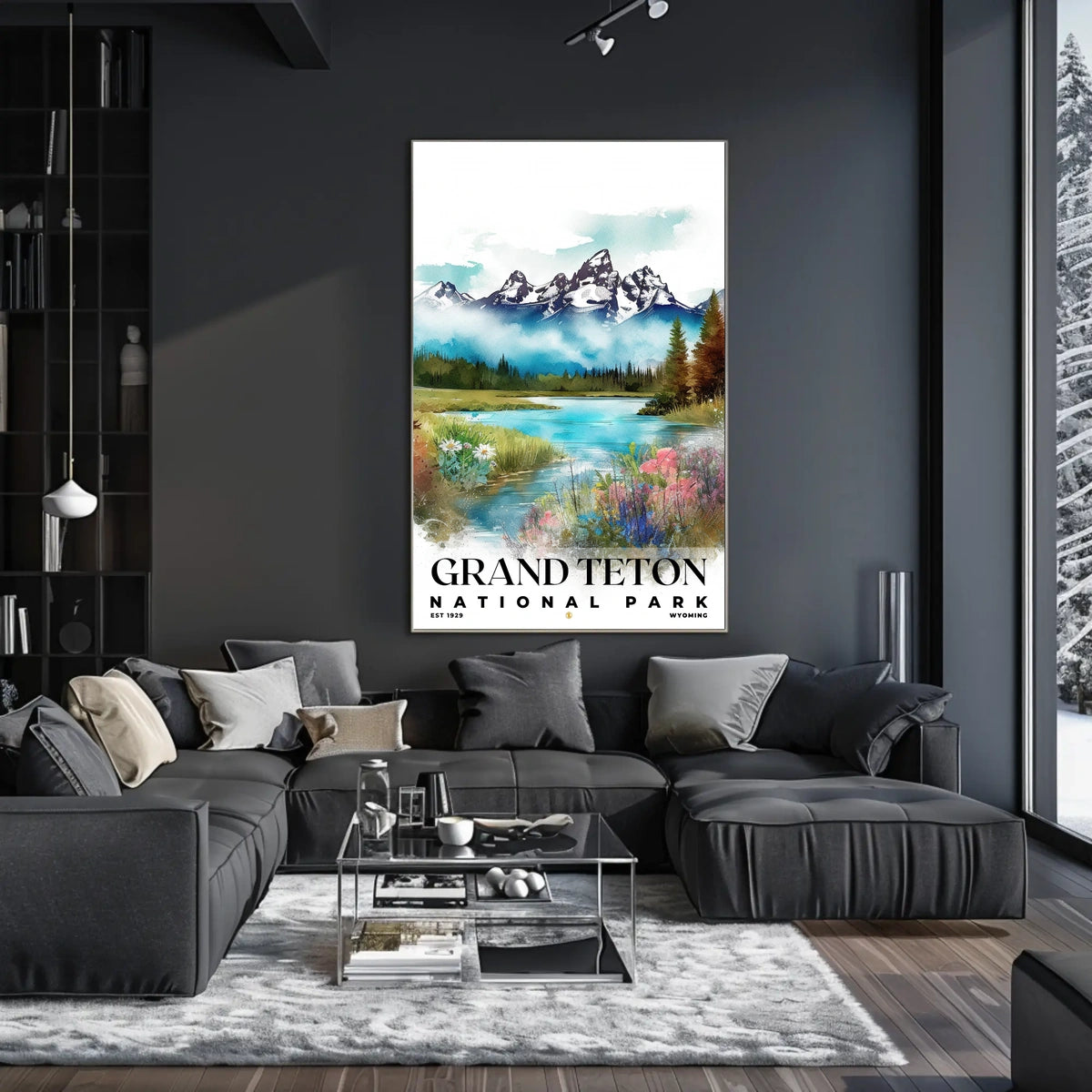 Grand Teton Watercolor Wall Art Poster