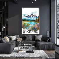 Grand Teton Watercolor Wall Art Poster